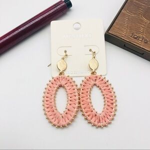 Pink and Gold Boho Statement Earrings
